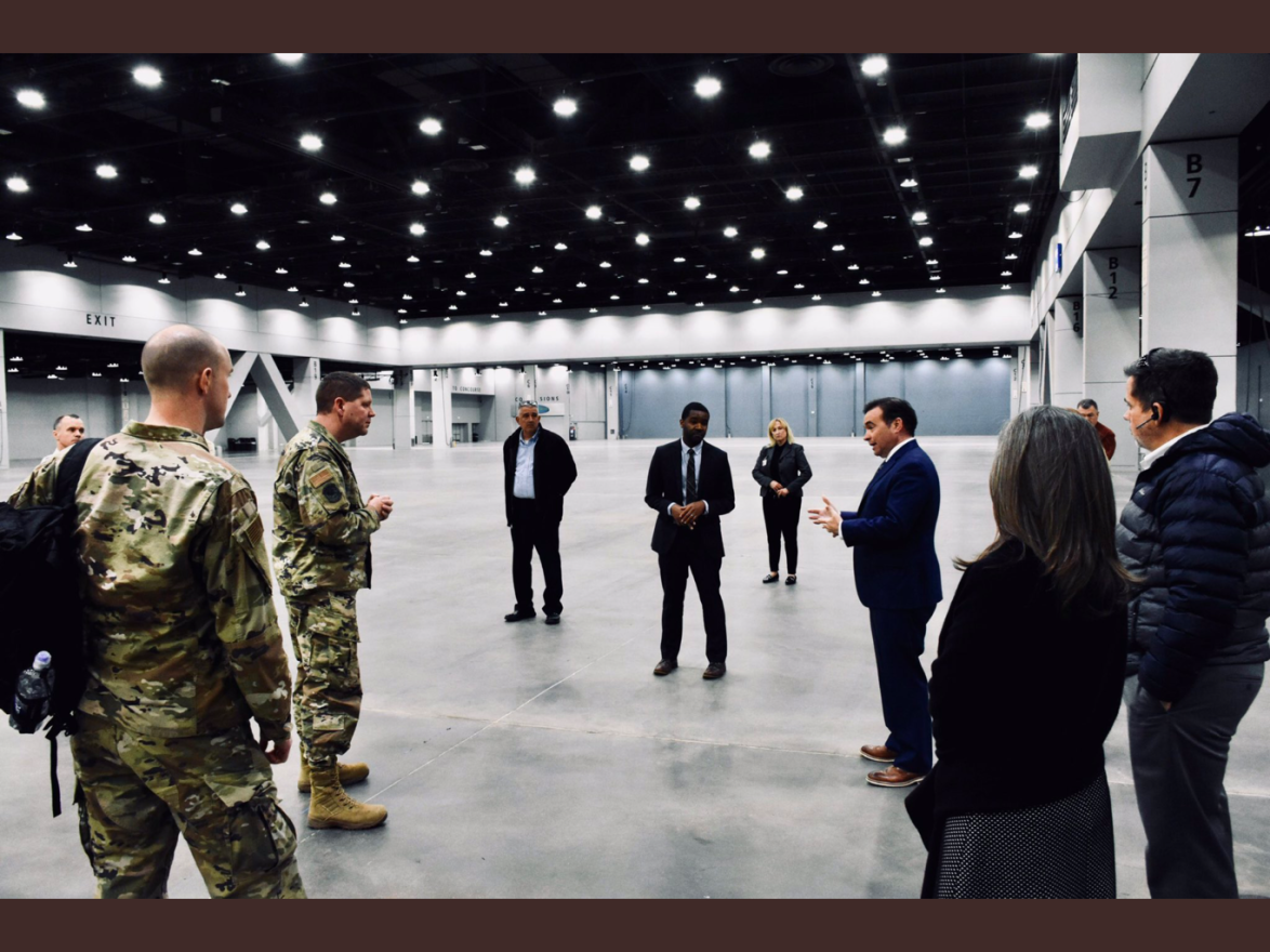 Cincinnati and Hamilton County officials met with the Ohio National Guard Wednesday about setting up hospital beds at the Duke Energy Convention Center.